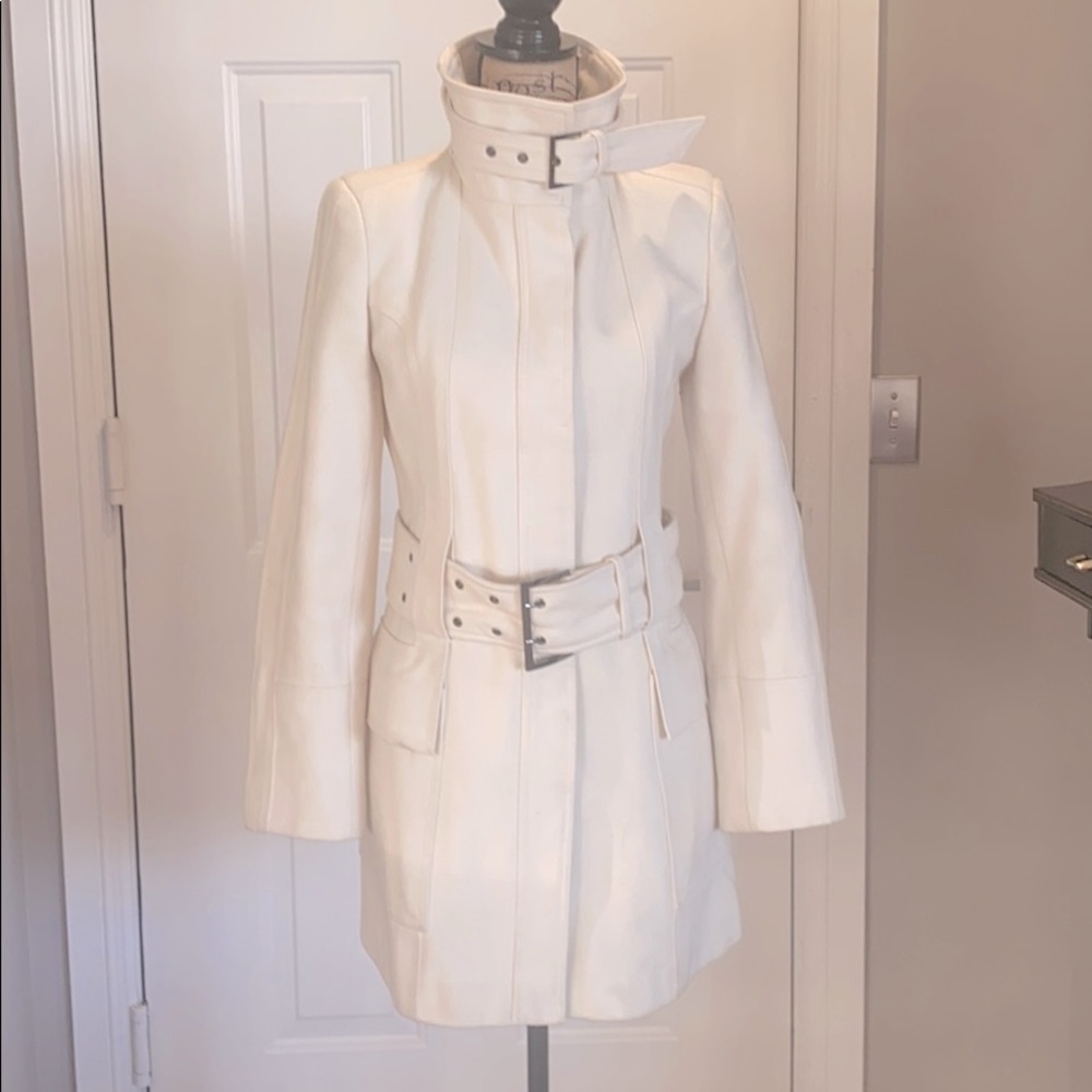 Zara cream white wool coat size small